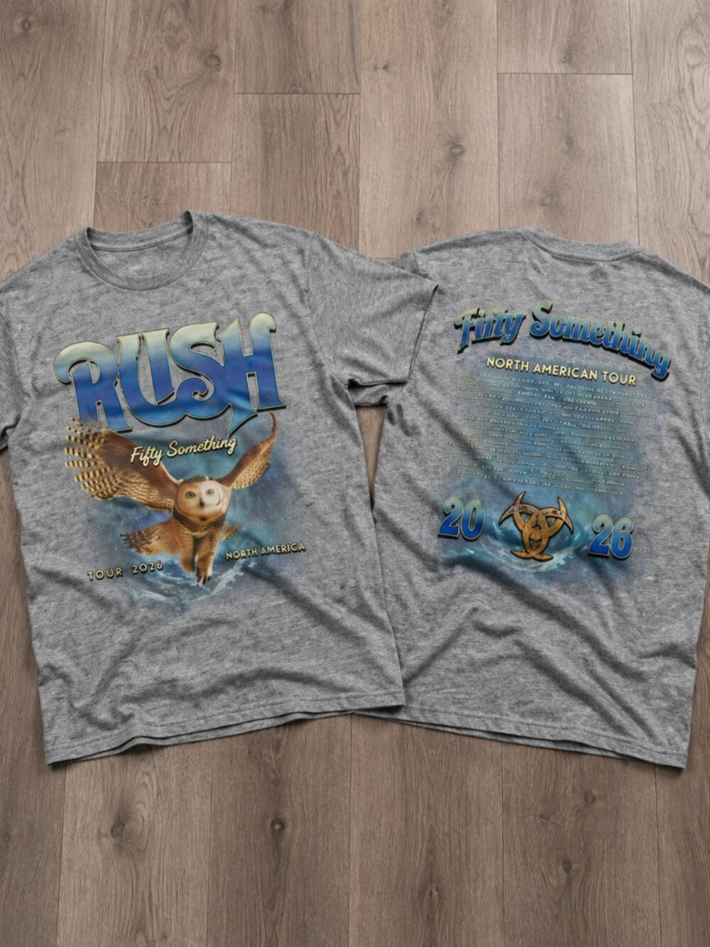 Rush Fifty Something North American Tour 2026 Owl Graphic Double Sided T-Shirt